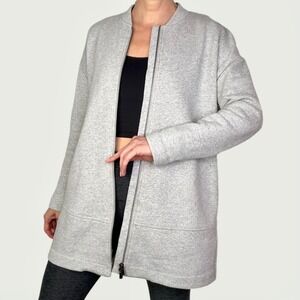 The Fisher Project Eileen Fisher Grey Longline Zip Bomber Jacket XS R16BRT